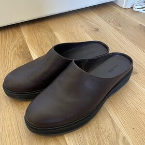 Vince Brown Leather Slip On Mules Clogs Size 8 or 38